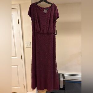 Adrianna Papell Deep Purple Beaded Maxi Dress